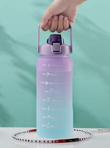 El juego de botellas de agua con gradiente de 3 piezas, tres en uno, de 2000 ml, 750 ml y 300 ml, es adecuado para diversas ocasiones, deportes, necesidades al aire libre y del hogar, suministros de regreso a la escuela - Azul - Ver 3