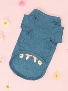 1 pieza Camiseta de mascota manzana con bordado - Azul - Ver 4