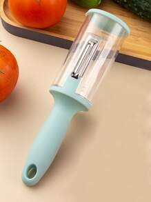 1pc Multifunction PP Peeler With Storage Box, Minimalist Blue Vegetable Peeler For Kitchen - Baby Blue - View 1