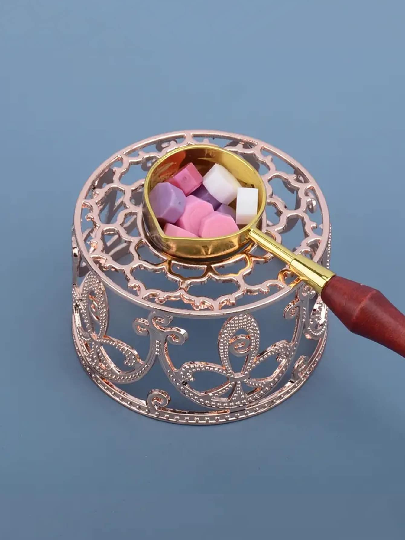 1入組鏤空蠟封爐 - 玫瑰金 - 查看 1