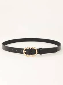 1 đai thắt lưng khóa chữ thường cho nữ để trang trí quần áo - màu đen - Xem 2