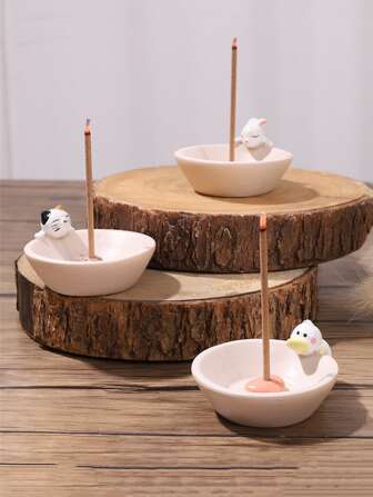 1pc White Japanese Style Creative Incense Holder With Plastic Base Gifts Birthday Graduation