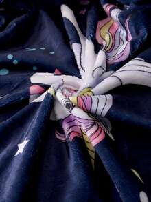 1pc Unicorn & Rainbow Pattern Blanket, Modern Flannelette Blanket For Home, All Season - Multicolor - View 3