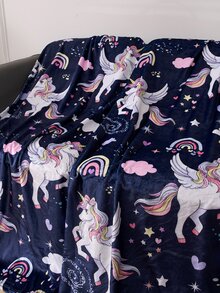 1pc Unicorn & Rainbow Pattern Blanket, Modern Flannelette Blanket For Home, All Season - Multicolor - View 6