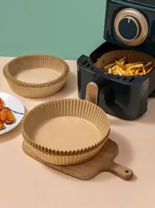 50入組紙質陽春紙，極簡主義平面空氣炸鍋墊，適用於廚房空氣炸鍋，炸鍋墊，炸鍋紙，空氣炸鍋紙 - 黃色 - 查看 1