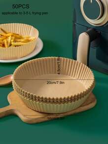 50入組紙質陽春紙，極簡主義平面空氣炸鍋墊，適用於廚房空氣炸鍋，炸鍋墊，炸鍋紙，空氣炸鍋紙 - 黃色 - 查看 2