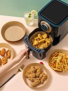 50入組紙質陽春紙，極簡主義平面空氣炸鍋墊，適用於廚房空氣炸鍋，炸鍋墊，炸鍋紙，空氣炸鍋紙 - 黃色 - 查看 4