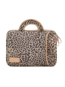 LISEN 1pc Leopard Printed Brown Laptop Bag With Handle - Multicolor - View 1