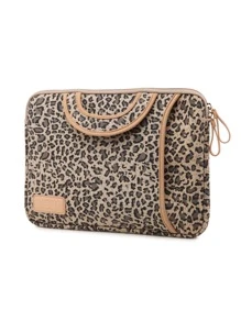 LISEN 1pc Leopard Printed Brown Laptop Bag With Handle - Multicolor - View 2