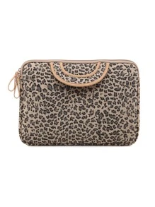 LISEN 1pc Leopard Printed Brown Laptop Bag With Handle - Multicolor - View 4