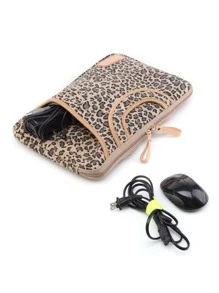 LISEN 1pc Leopard Printed Brown Laptop Bag With Handle - Multicolor - View 6