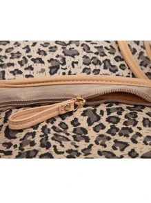 LISEN 1pc Leopard Printed Brown Laptop Bag With Handle - Multicolor - View 7