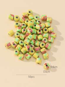 50 piezas/set Cuenta DIY con patrón floral - Amarillo - Ver 3