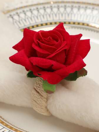 1入組滌綸餐巾環現代花卉裝飾餐桌餐巾環