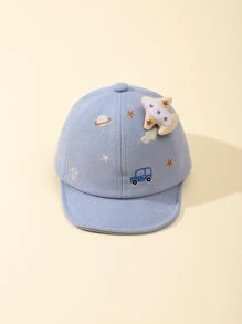 1入組嬰兒車圖案飛機裝飾帽 - 藍色 - 查看 2
