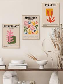 Tranh có khung đồ họa thực vật & khẩu hiệu 3 cái - Nhiều màu - Xem 2