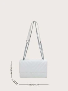 Chevron Square Bag Flap Small White - White - View 8