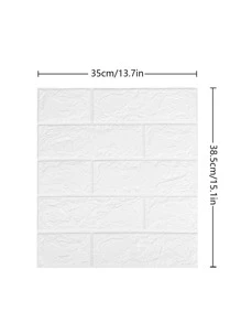 Panel de pared 3D con patrón de ladrillo de 5 piezas, pegatina de azulejo de pared blanca para decoración del hogar - Blanco - View 8