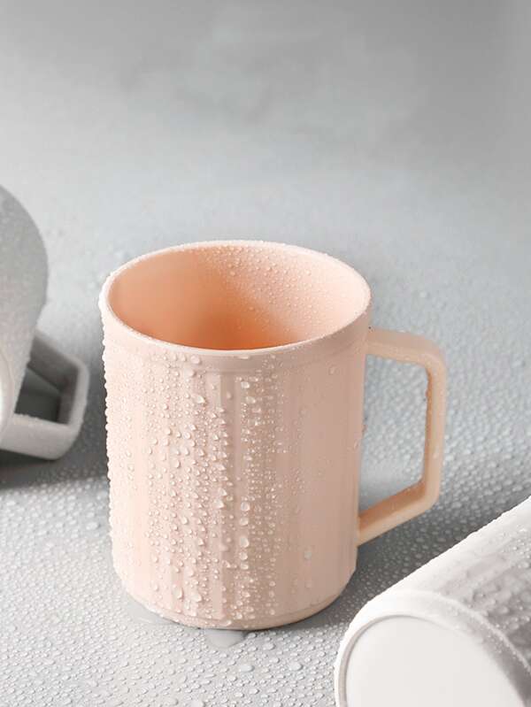 1pc Solid Color Gargle Cup, Pink Plastic Bathroom Tumbler For Bathroom