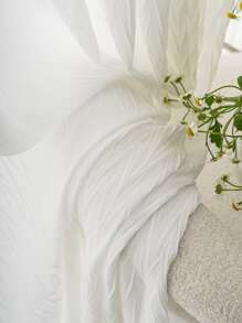 Solid Color Single Panel Sheer Curtain, White Simple Curtain For Living Room