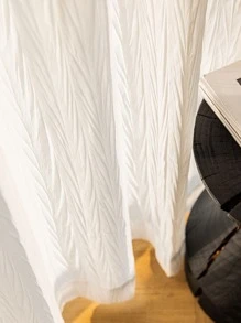 Solid Color Single Panel Sheer Curtain, White Simple Curtain For Living Room