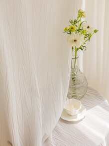Solid Color Single Panel Sheer Curtain, White Simple Curtain For Living Room