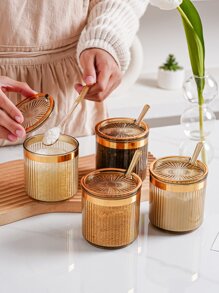 1pc Seasoning Jar For Salt And MSG Storage With 1pc Spoon - Coffee Brown - View 3