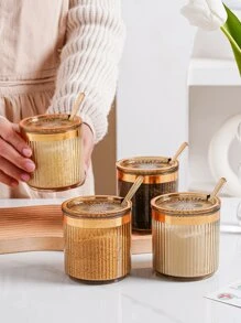 1pc Seasoning Jar For Salt And MSG Storage With 1pc Spoon - Coffee Brown - View 7
