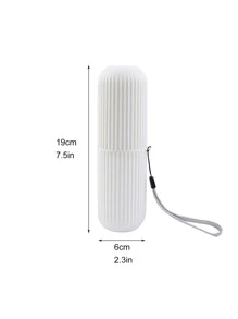 1pc Solid Color Toothbrush Box, Toothbrush Cup, Portable Travel Toiletry Cup For Outdoor - White - View 2