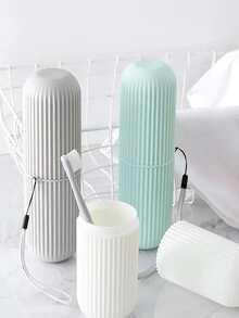 1pc Solid Color Toothbrush Box, Toothbrush Cup, Portable Travel Toiletry Cup For Outdoor - White - View 5