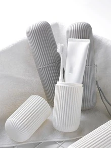 1pc Solid Color Toothbrush Box, Toothbrush Cup, Portable Travel Toiletry Cup For Outdoor - White - View 6