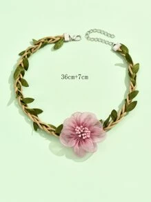 花朵装饰颈链 情人节、妈妈、母亲、母亲节、礼物 - 綠色 - 查看 6