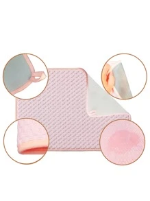 1pc Plain Dish Drying Mat, Pink Draining Mat For Kitchen - Pink - View 4