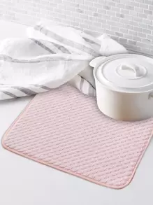 1pc Plain Dish Drying Mat, Pink Draining Mat For Kitchen - Pink - View 5