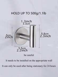 Waterproof Adhesive Hook, Stainless Steel Robe Hook, 1pc - Silver - View 2