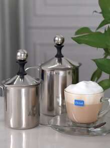 1pc Milk Frothing Pitcher, Stainless Steel Manual Milk Frother For Household School Supplies Back To School