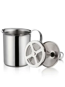 1pc Milk Frothing Pitcher, Stainless Steel Manual Milk Frother For Household School Supplies Back To School