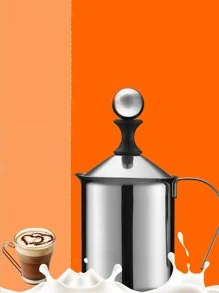 1pc Milk Frothing Pitcher, Stainless Steel Manual Milk Frother For Household School Supplies Back To School