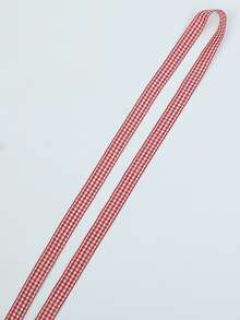 1pair Gingham Pattern Shoelaces, Red Polyester Cute Accessories For Sneakers - Multicolor - View 5