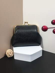 Minimalist Coin Purse Kiss Lock Black - Black - View 1