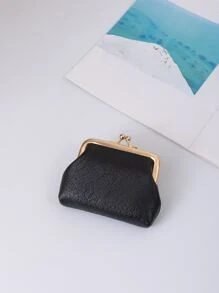 Minimalist Coin Purse Kiss Lock Black - Black - View 2