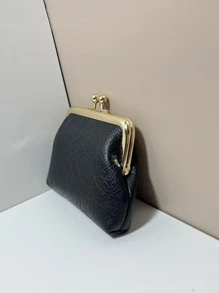 Minimalist Coin Purse Kiss Lock Black - Black - View 3