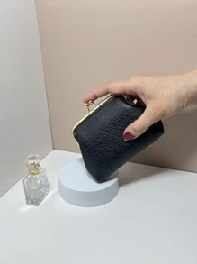 Minimalist Coin Purse Kiss Lock Black - Black - View 4