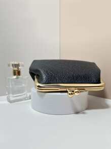 Minimalist Coin Purse Kiss Lock Black - Black - View 6