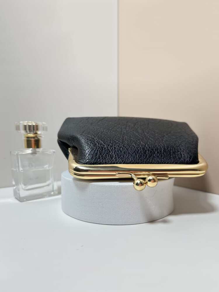 Minimalist Coin Purse Kiss Lock Black - Black - View 6