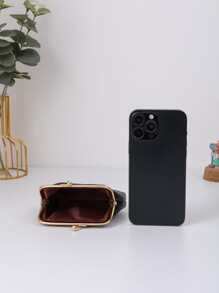 Minimalist Coin Purse Kiss Lock Black - Black - View 8