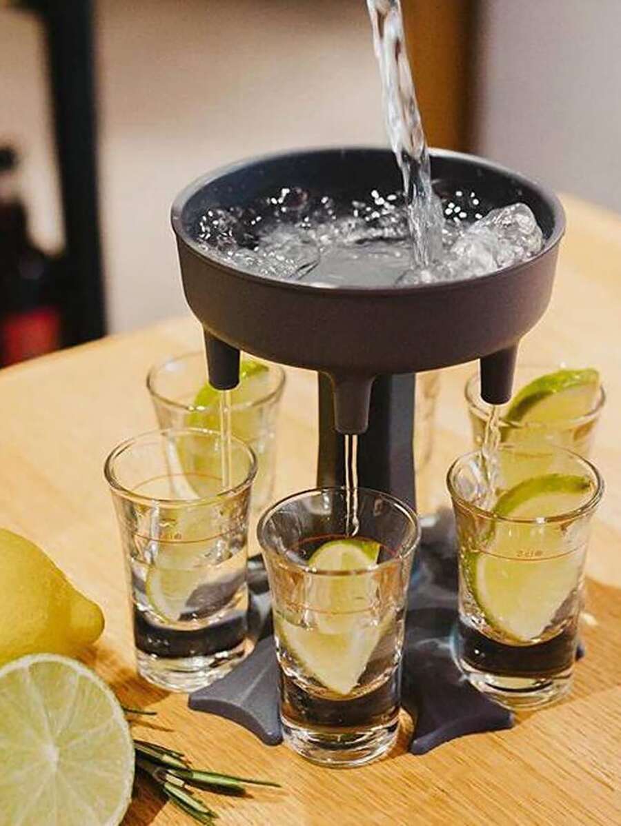 Dispensador de vino de plástico de 1 pieza, vertedor de bebidas de desvío automático gris de 6 disparos para fiesta - Gris - Ver 1