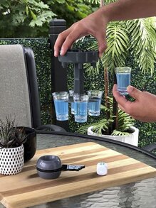 Dispensador de vino de plástico de 1 pieza, vertedor de bebidas de desvío automático gris de 6 disparos para fiesta - Gris - Ver 2