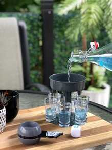 Dispensador de vino de plástico de 1 pieza, vertedor de bebidas de desvío automático gris de 6 disparos para fiesta - Gris - Ver 4