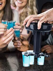 Dispensador de vino de plástico de 1 pieza, vertedor de bebidas de desvío automático gris de 6 disparos para fiesta - Gris - Ver 5